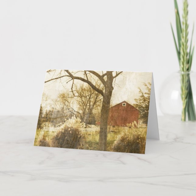 Primitive Country Tree Farm Red Cabin in the woods Card (Front)