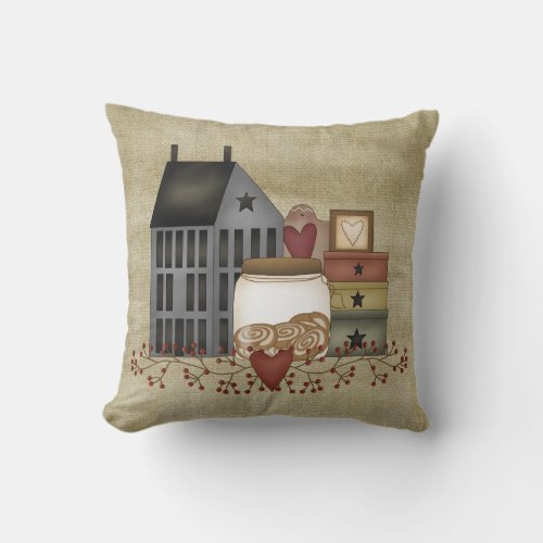 Primitive Country Whimsies Throw Pillow