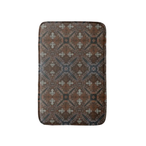 Primitive cowboy western country Tooled Leather Bathroom Mat
