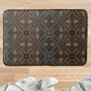 Primitive cowboy western country Tooled Leather Bathroom Mat
