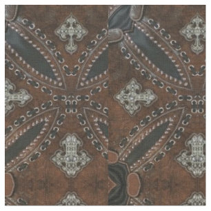 Primitive cowboy western country Tooled Leather Fabric