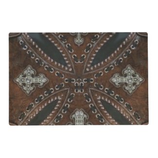Primitive cowboy western country Tooled Leather Placemat