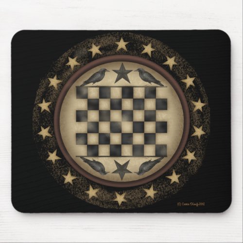 Primitive Crow Checkerboard Mousepad