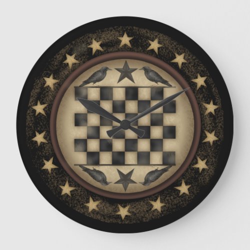 Primitive Crow Checkerboard Wall Clock