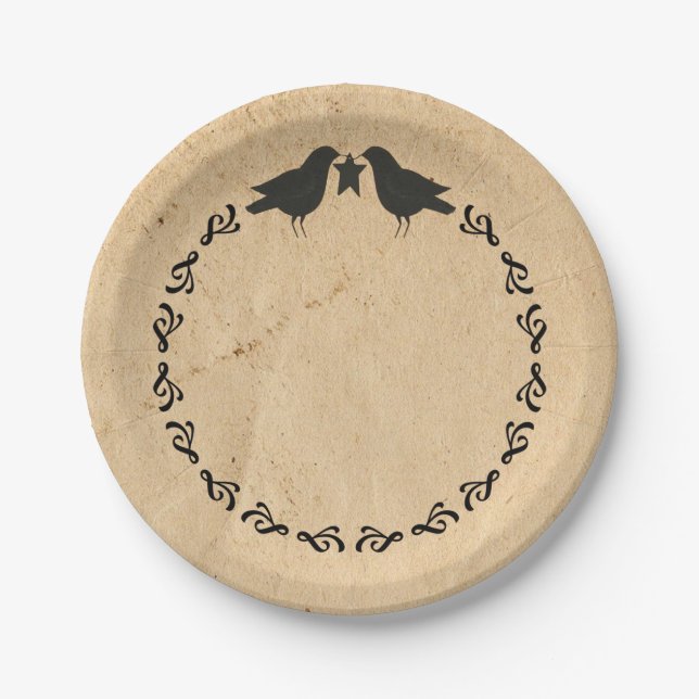 Primitive Crows Circle Paper Plate (Front)