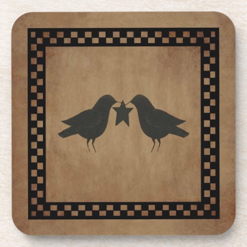 Primitive Crows Cork Coaster