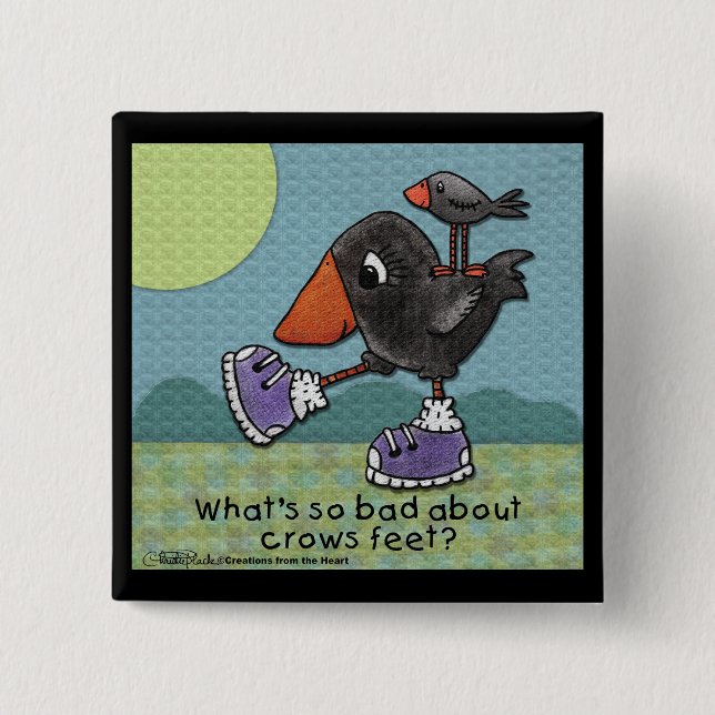 Primitive Crows- Crows Feet Pinback Button (Front)