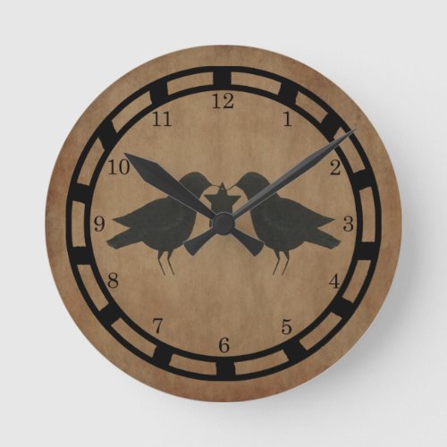 Primitive Crows Wall Clock