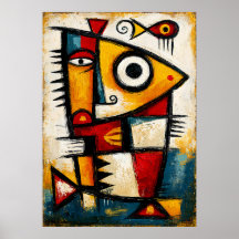 Primitive Cubist Fish Bold Abstract Geometric Wall
