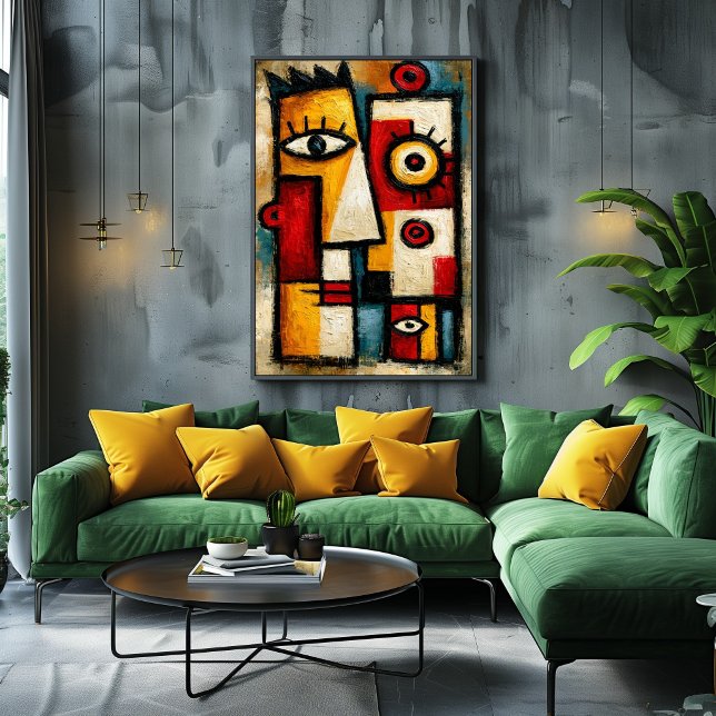 Primitive Cubist Watcher Bold Abstract Geometric Poster (Creator Uploaded)