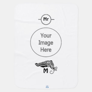 Primitive Cuttlefish in a Dark Stencil Style Baby Blanket