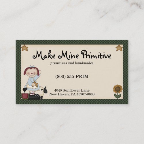 Primitive Doll with Gold Star  Business Card