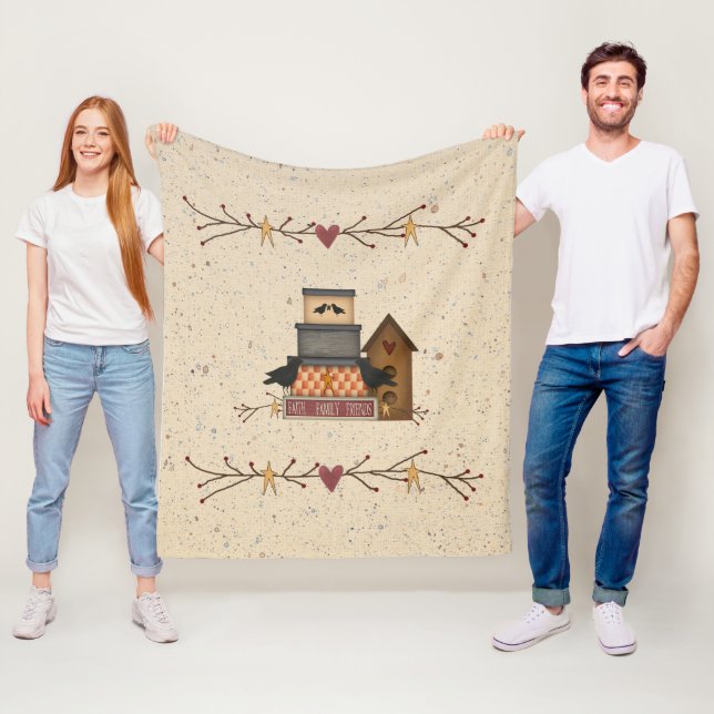 Primitive Faith Family Friends  Fleece Blanket (In Situ)