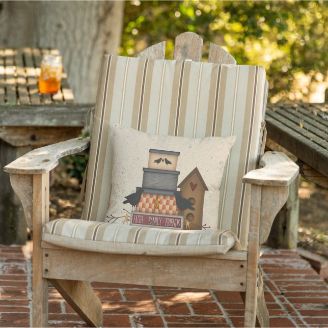 Primitive Faith Family Friends Outdoor Pillow (Chair)