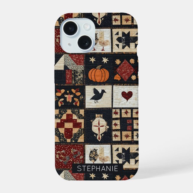 Primitive Farmhouse Appliqué & Geometric Iphone Case (Back)
