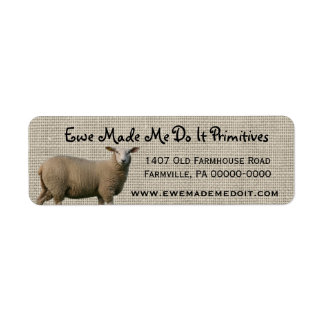 Primitive Farmhouse Sheep and Burlap Address Label