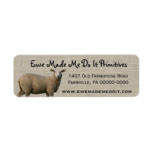 Primitive Farmhouse Sheep and Burlap Address Label