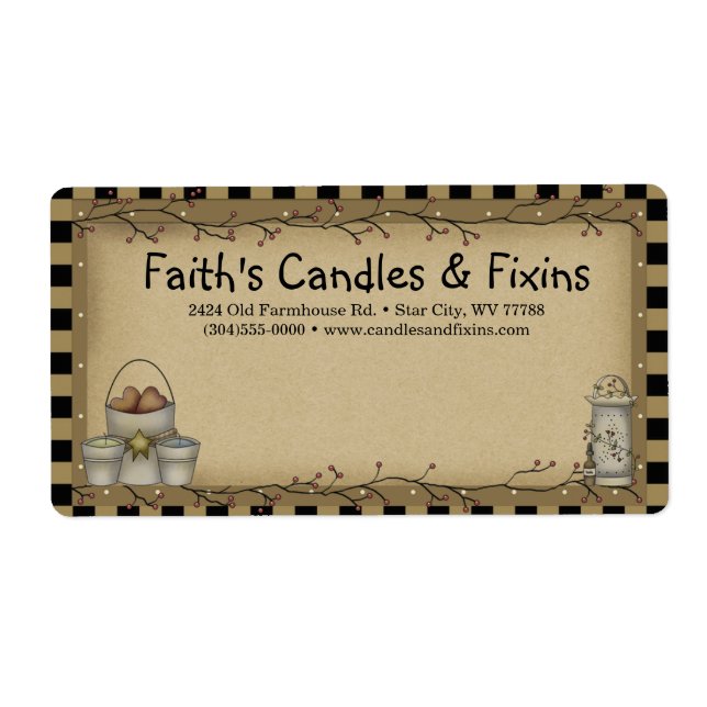 Primitive Fixins Rustic Kraft Shipping Label  (Front)