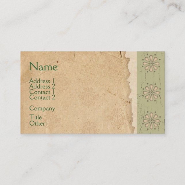 Primitive Floral Cutout Business Card (Front)