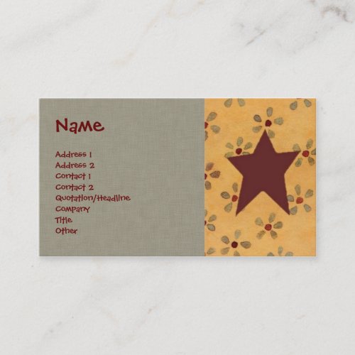 Primitive Floral Profile Card Business Card