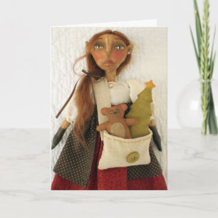 Primitive Folk Art Doll Christmas Card - Dandy