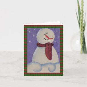 Primitive Folk Snowman Christmas Holiday Card