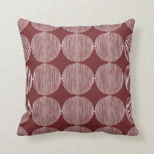 Primitive Geometric Orbs Brick Red Throw Pillow