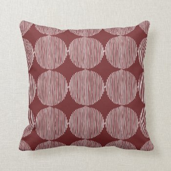 Primitive Geometric Orbs Brick Red Throw Pillow by AnyTownArt at Zazzle