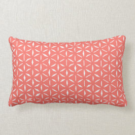 Primitive Geometric Pattern in Live Coral Lumbar Pillow