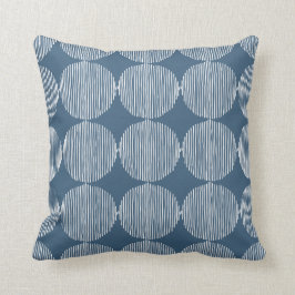 Primitive Geometric Squares Blue Throw Pillow