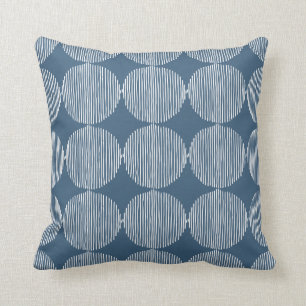 Primitive Geometric Squares Blue Throw Pillow