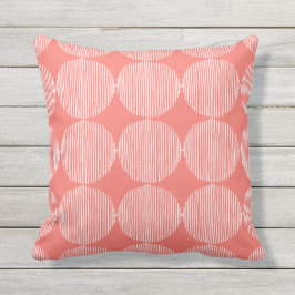 Primitive Geometric Squares Live Coral Outdoor Pillow
