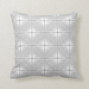 Primitive Geometric Strings in Grey and White Throw Pillow