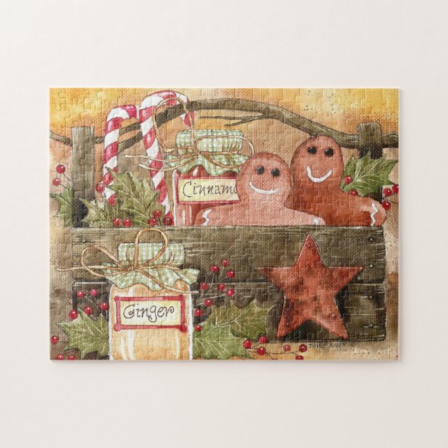 Primitive Gingerbread & Cinnamon Basket Puzzle (Horizontal)