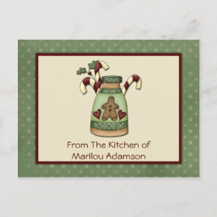 Primitive Gingerbread Man Candy Canes Recipe Cards