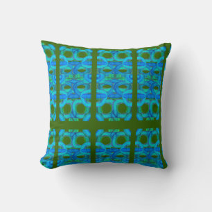 Primitive Green and Blue Throw Pillow