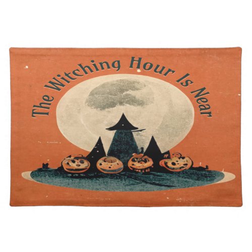 Primitive Halloween The Witching Hour Is Near Cloth Placemat