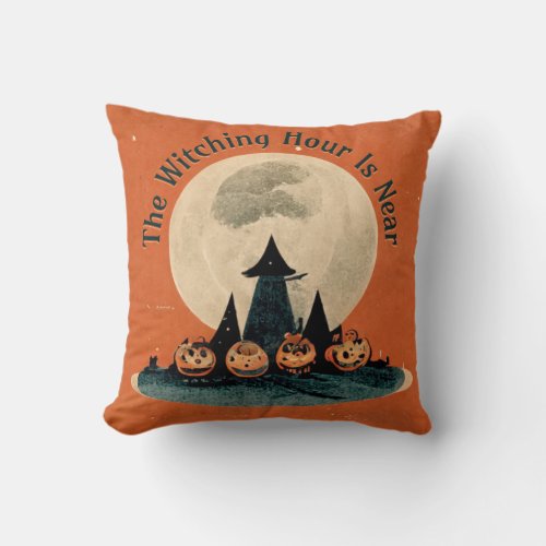 Primitive Halloween The Witching Hour Is Near Throw Pillow