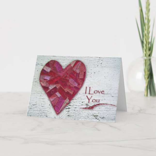 Primitive Heart and Wood, I Love You Card (Front)