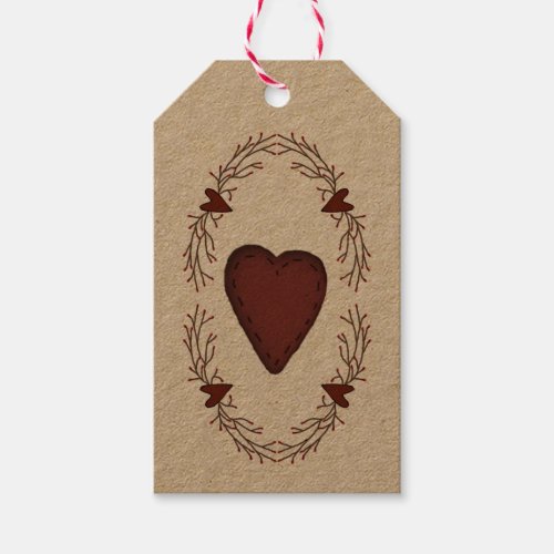 Primitive Heart Gift Tags