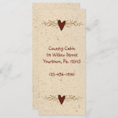 Primitive Heart Rack Card Book Mark (Front/Back)