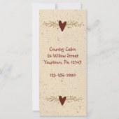 Primitive Heart Rack Card Book Mark (Front)