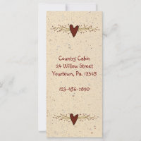 Primitive Heart Rack Card Book Mark