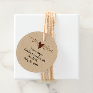 Primitive Heart Round Hang Tags