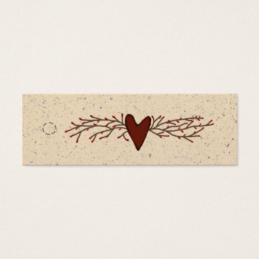 Customizable Primitive Heart Skinny Hang Tag Business Card Templates