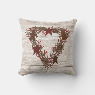Primitive Holiday Wreath Pillow