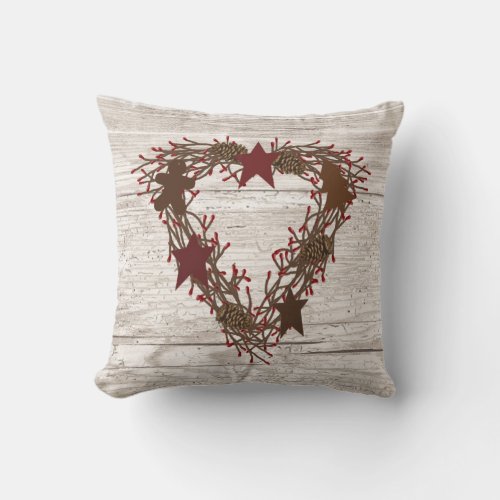 Primitive Holiday Wreath Pillow