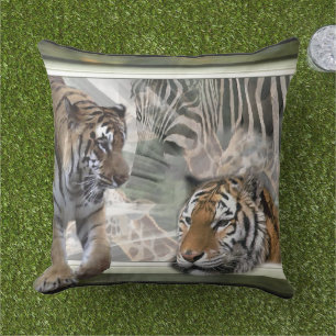 Primitive Jungle Wildlife Outdoor Pillow