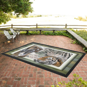 Primitive Jungle Wildlife Outdoor Rug