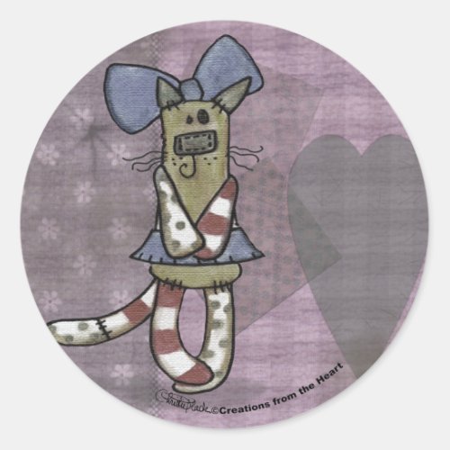 Primitive Kitty Classic Round Sticker